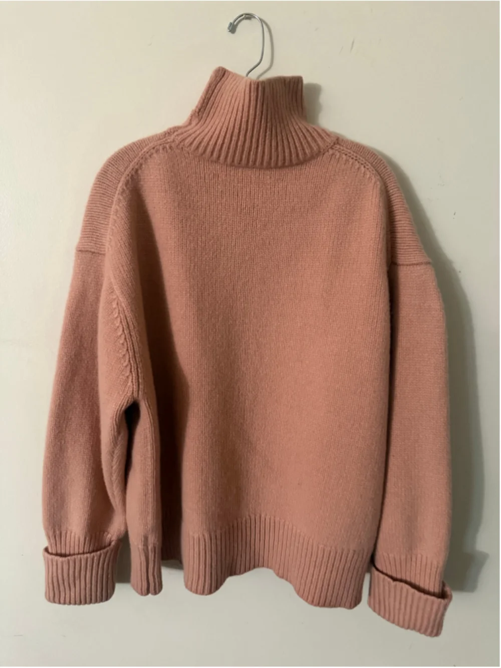 Victoria Victoria Beckham Blush Pink Relaxed Funnel Neck Lambswool Sweater Large